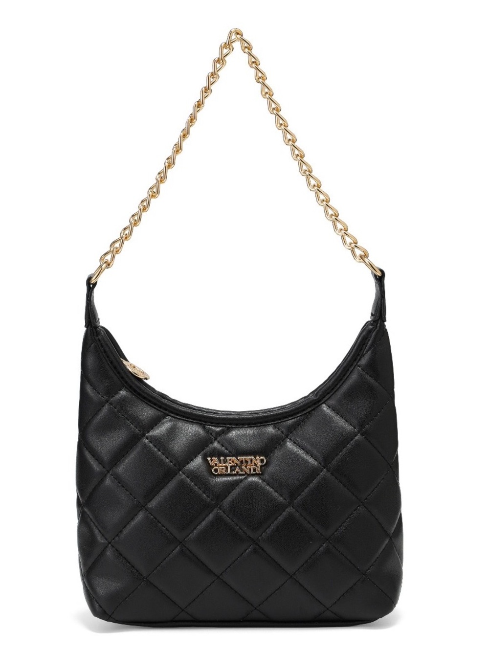 Valentino Orlandi Black Quilted Shoulder Bag with Gold Chain Strap NWT
